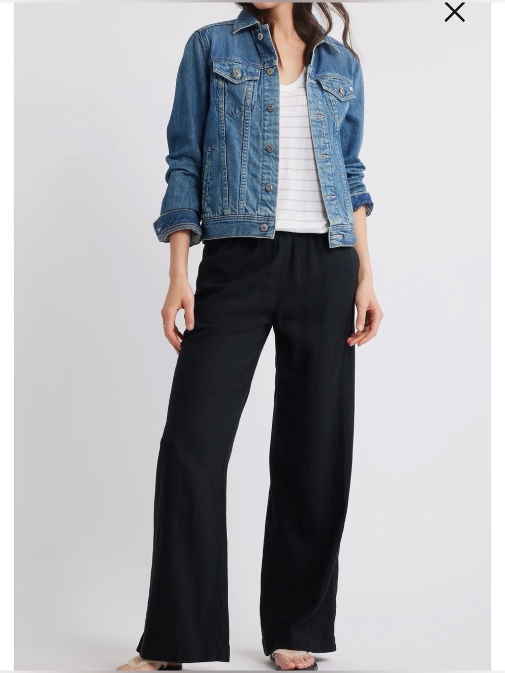 Caslon Wide Leg Pull-On Linen Blend Pants